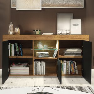 Komoda Aurora 145cm RTV ONE FURNITURE - Laminat Dębowy & Czarny 8