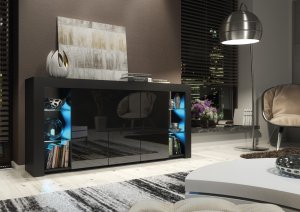 Komoda Eden 164cm RTV ONE FURNITURE - Czarny Laminat & Połysk 2