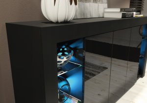 Komoda Eden 164cm RTV ONE FURNITURE - Czarny Laminat & Połysk 3