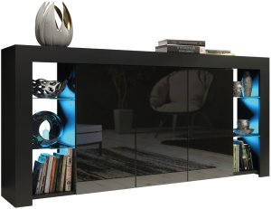 Komoda Eden 164cm RTV ONE FURNITURE - Czarny Laminat & Połysk 6