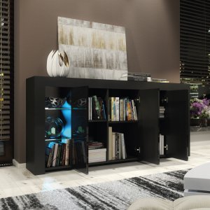 Komoda Eden 164cm RTV ONE FURNITURE - Czarny Laminat & Połysk 7