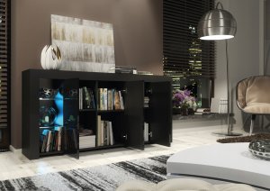 Komoda Eden 164cm RTV ONE FURNITURE - Czarny Laminat & Połysk 8