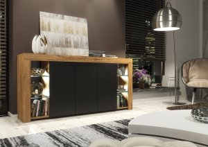 Komoda Eden 164cm RTV ONE FURNITURE - Laminat Dębowy & Czarny 2