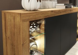 Komoda Eden 164cm RTV ONE FURNITURE - Laminat Dębowy & Czarny 3