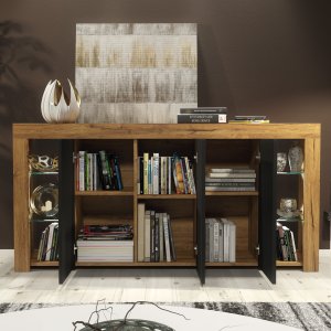 Komoda Eden 164cm RTV ONE FURNITURE - Laminat Dębowy & Czarny 4