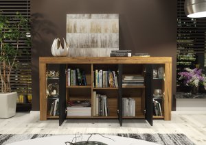 Komoda Eden 164cm RTV ONE FURNITURE - Laminat Dębowy & Czarny 5