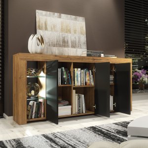 Komoda Eden 164cm RTV ONE FURNITURE - Laminat Dębowy & Czarny 7