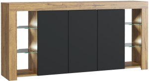 Komoda Eden 164cm RTV ONE FURNITURE - Laminat Dębowy & Czarny 9