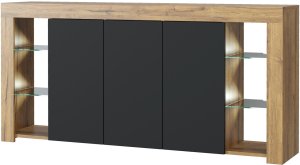 Komoda Eden 164cm RTV ONE FURNITURE - Laminat Dębowy & Czarny 10