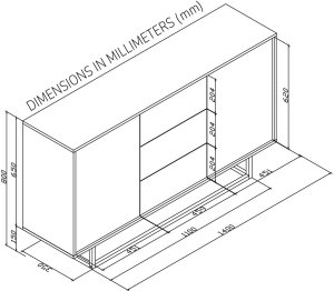 Komoda RTV Vista 140cm Loft ONE FURNITURE Laminat Dębowy & Czarny 11