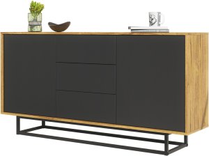 Komoda RTV Vista 140cm Loft ONE FURNITURE Laminat Dębowy & Czarny 4