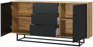 Komoda RTV Vista 140cm Loft ONE FURNITURE Laminat Dębowy & Czarny 10