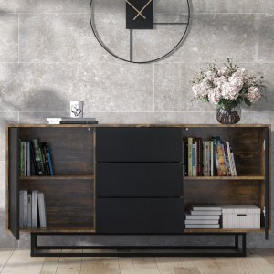 Komoda RTV Vista 140cm Loft ONE FURNITURE Laminat Brąz Rustrykalny 7