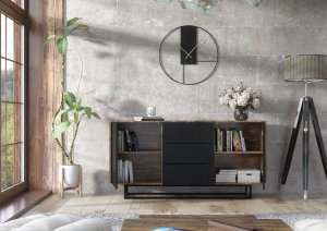 Komoda RTV Vista 140cm Loft ONE FURNITURE Laminat Brąz Rustrykalny 8