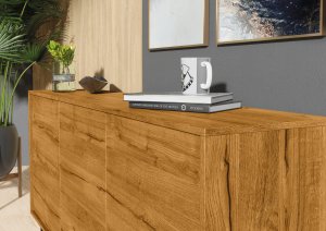 Komoda RTV Halo 160cm Loft ONE FURNITURE - Laminat Dębowy 2