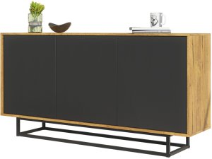 Komoda RTV Halo 160cm Loft ONE FURNITURE Laminat Dębowy & Czarny 4