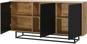 Komoda RTV Halo 160cm Loft ONE FURNITURE Laminat Dębowy & Czarny 10