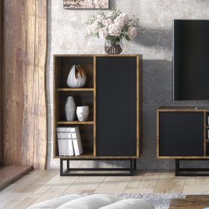 Komoda RTV Elysian 100cm Loft ONE FURNITURE Laminat Brąz Rustrykalny 6