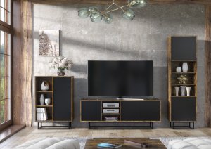 Komoda RTV Elysian 100cm Loft ONE FURNITURE Laminat Brąz Rustrykalny 9