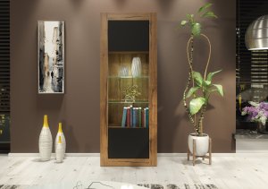 Witryna Illume 170cm ONE FURNITURE - Laminat Dębowy & Czarny 16