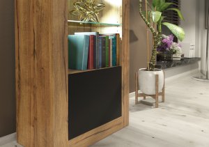 Witryna Illume 170cm ONE FURNITURE - Laminat Dębowy & Czarny 18