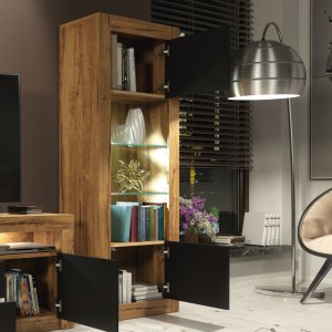 Witryna Illume 170cm ONE FURNITURE - Laminat Dębowy & Czarny 4
