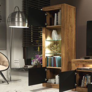 Witryna Illume 170cm ONE FURNITURE - Laminat Dębowy & Czarny 6