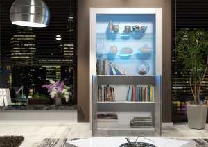 Witryna Spectrum 170cm ONE FURNITURE - Biały Laminat & Szary 8