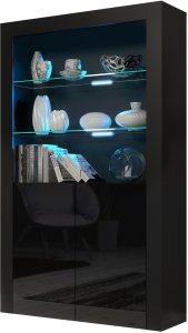 Witryna Spectrum 170cm ONE FURNITURE - Czarny Laminat & Połysk Drzwi 2