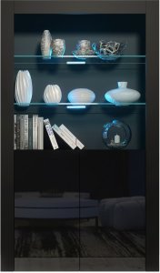 Witryna Spectrum 170cm ONE FURNITURE - Czarny Laminat & Połysk Drzwi 3