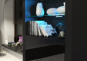 Witryna Spectrum 170cm ONE FURNITURE - Czarny Laminat & Połysk Drzwi 6