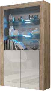 Witryna Spectrum 170cm ONE FURNITURE - Laminat Dębowy & Białe Drzwi 2