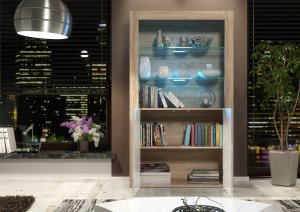 Witryna Spectrum 170cm ONE FURNITURE - Laminat Dębowy & Białe Drzwi 8