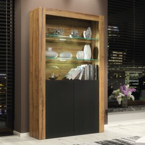 Witryna Spectrum 170cm ONE FURNITURE - Laminat Dębowy & Czarne Drzwi 4