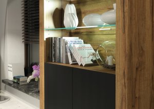 Witryna Spectrum 170cm ONE FURNITURE - Laminat Dębowy & Czarne Drzwi 7