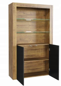 Witryna Spectrum 170cm ONE FURNITURE - Laminat Dębowy & Czarne Drzwi 10