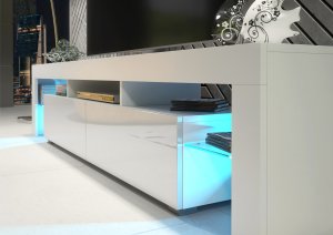 One Furniture Szafka RTV Nova 200cm ONE FURNITURE - Biały Laminat & Połysk 2