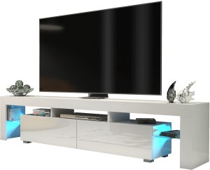 One Furniture Szafka RTV Nova 200cm ONE FURNITURE - Biały Laminat & Połysk 3