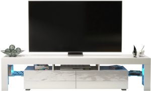 One Furniture Szafka RTV Nova 200cm ONE FURNITURE - Biały Laminat & Połysk 4