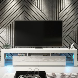 One Furniture Szafka RTV Nova 200cm ONE FURNITURE - Biały Laminat & Połysk 6