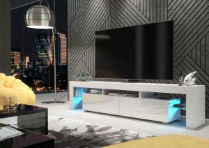 One Furniture Szafka RTV Nova 200cm ONE FURNITURE - Biały Laminat & Połysk 8