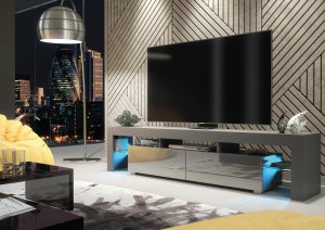 Szafka RTV Nova 200cm ONE FURNITURE - Szary Laminat & Połysk 2