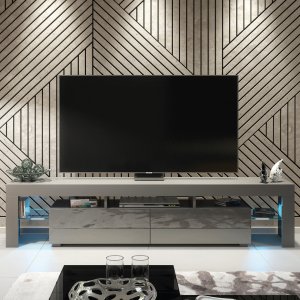 Szafka RTV Nova 200cm ONE FURNITURE - Szary Laminat & Połysk 3