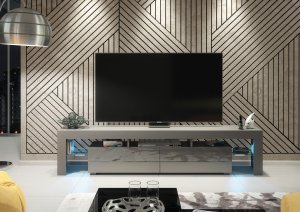 Szafka RTV Nova 200cm ONE FURNITURE - Szary Laminat & Połysk 4