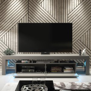 Szafka RTV Nova 200cm ONE FURNITURE - Szary Laminat & Połysk 5
