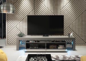 Szafka RTV Nova 200cm ONE FURNITURE - Szary Laminat & Połysk 6