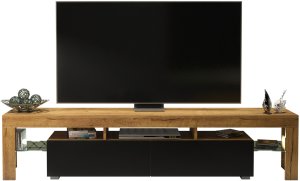 Szafka RTV Nova 200cm ONE FURNITURE - Laminat Dębowy & Czarny 3