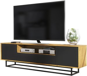 Szafka RTV Rift 200cm Loft ONE FURNITURE - Laminat Dębowy & Czarny 4