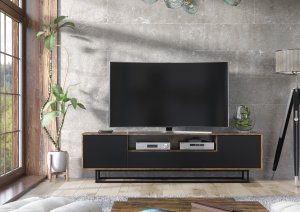 One Furniture Szafka RTV Rift 200cm Loft ONE FURNITURE - Laminat Brąz Rustrykalny 2