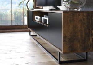 One Furniture Szafka RTV Rift 200cm Loft ONE FURNITURE - Laminat Brąz Rustrykalny 3